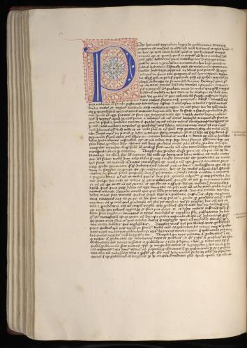 Barbarigo's manuscript: Showing large penwork indication new section of the text